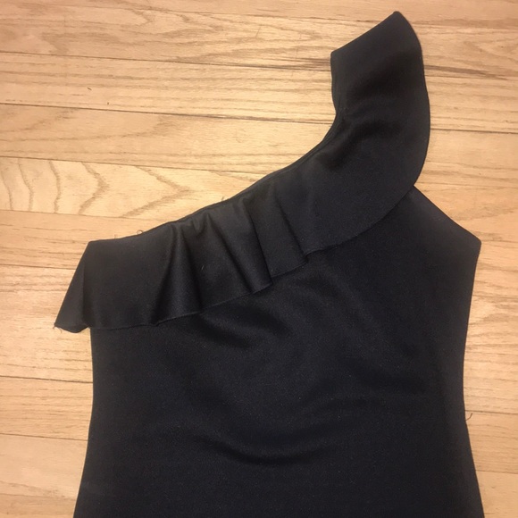 Off Shoulder Black Ruffled Bodycon Dress - Picture 2 of 4